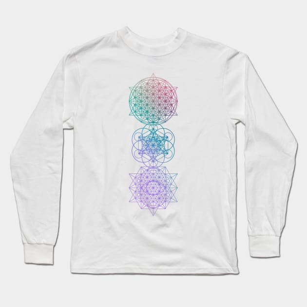 Flower of Life Chakras - Festival Gear - Psychedelic and Spiritual Artwork Long Sleeve T-Shirt by The Dream Team